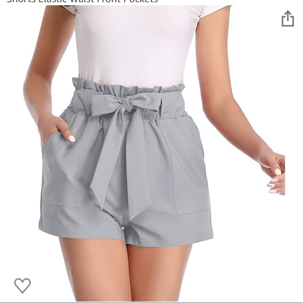 Freeprance High Waisted Paper Bag Shorts Gray
